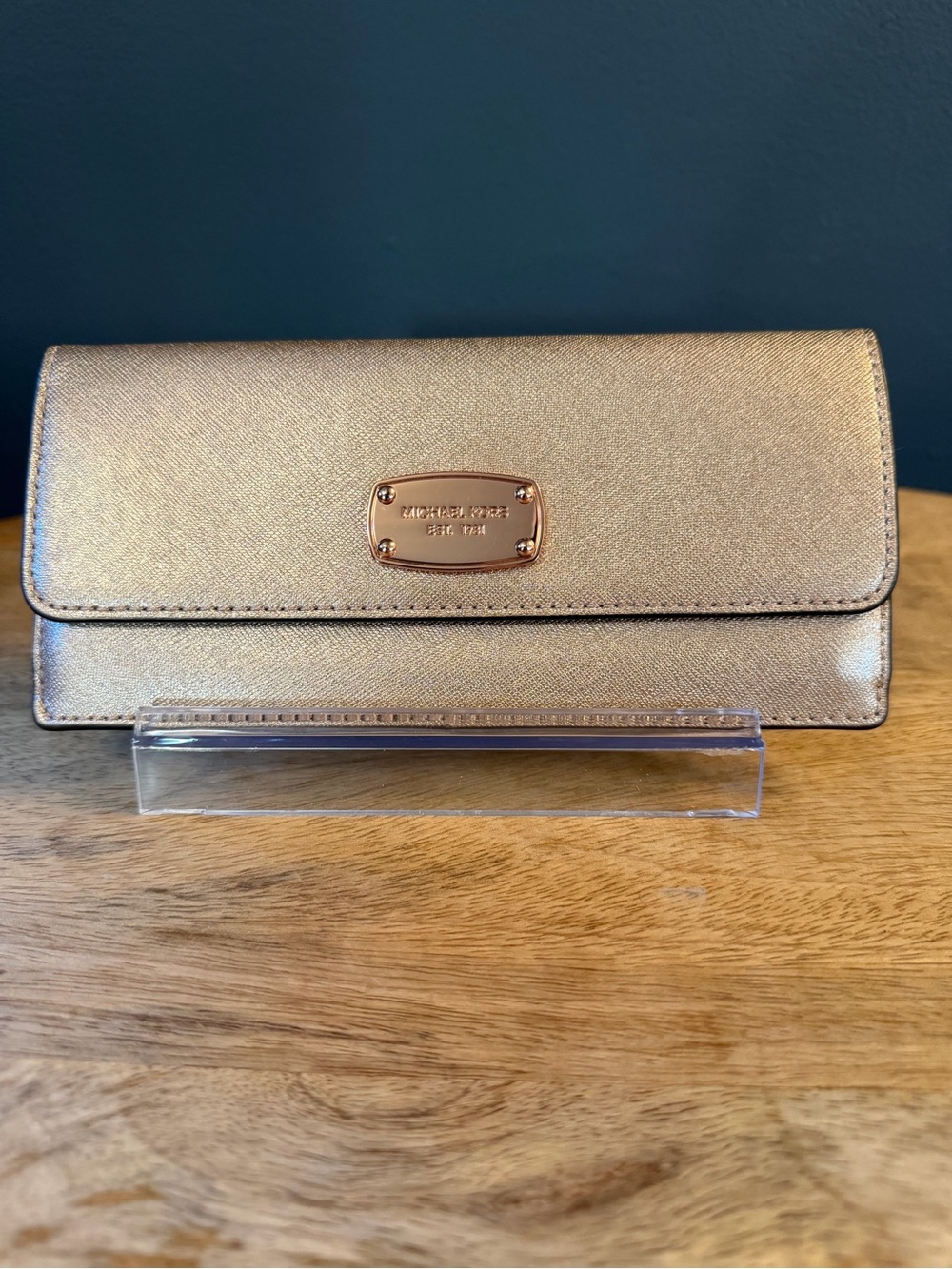 Michael Kors Gold Saffiano Leather Continental Wallet
